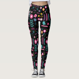 Floral - Black - Emo - Leggings