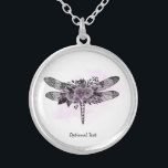 *~* Floral Black Glitter Dragonfly Roses Silver Plated Necklace<br><div class="desc">Round SILVER PLATE NECKLACE - Chose your size Intention Jewellery - Soothing Calming remotely energy charged JEWELRY WITH INTENTION (R) Set an intention in a positive manner such as " I AM ... ." . The energy will help you in positive Transformations. When one is calm, healing can occur. Enjoy...</div>