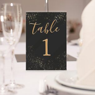 Floral Black Gold  50th Wedding Anniversary Table Number