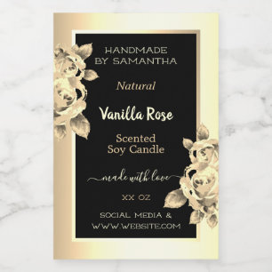 Floral Black Gold Product Labels Candles Beauty &