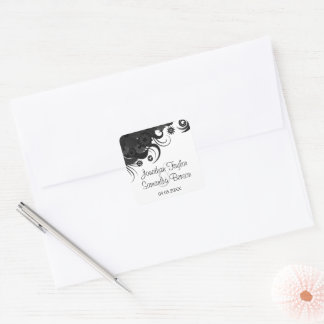 Floral Black Hibiscus Gothic Save The Date Sticker