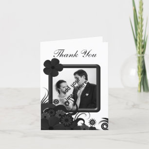 Floral Black Hibiscus Wedding Thank You Photo Card