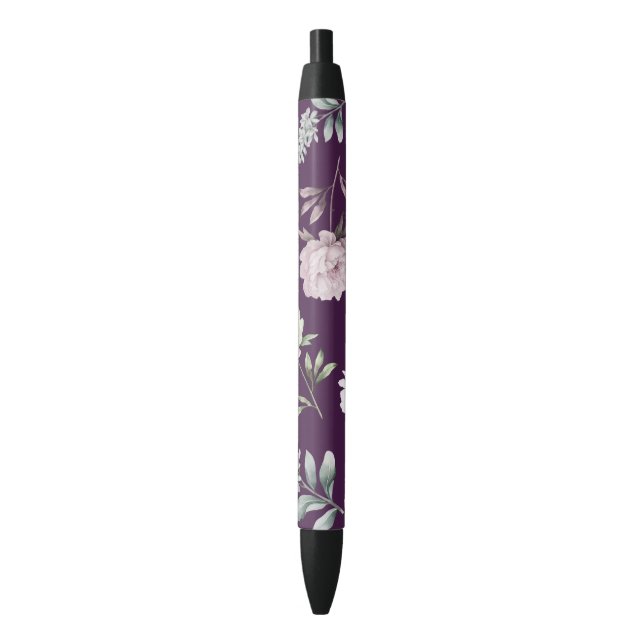 Floral  black ink pen (Front Vertical)