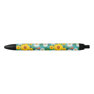 floral black ink pen