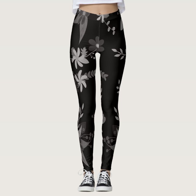 floral black leggings (Front)