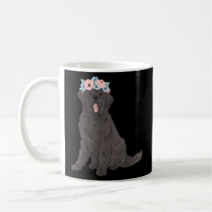 Floral Black Newfie Newfoundland Dog Mum Coffee Mug