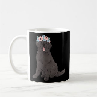 Floral Black Newfie Newfoundland Dog Mum Coffee Mug