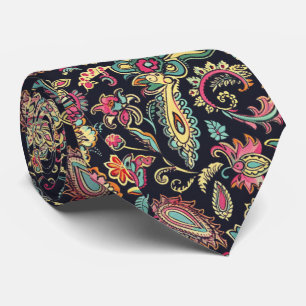 Floral Black Paisley Tie