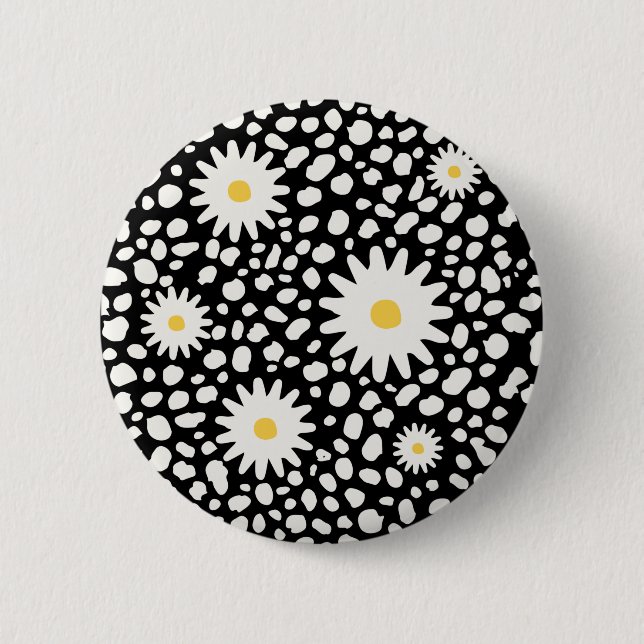 Floral Black Pattern Button (Front)
