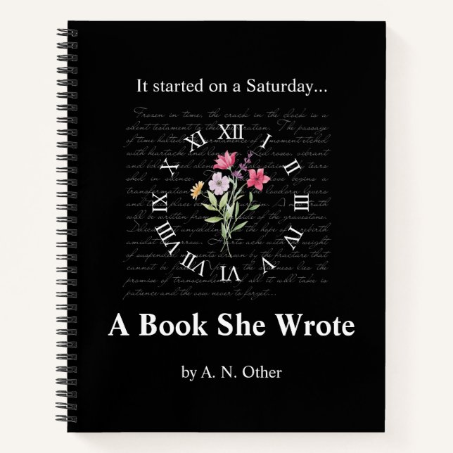 Floral & Black Pretend Book Cover Notebook  (Front)