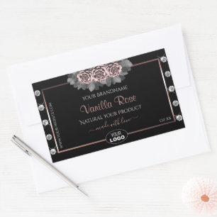 Floral Black Rose Gold Product Labels Jewels Logo