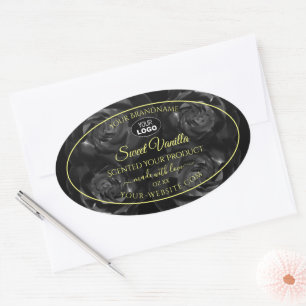 Floral Black Roses Product Packaging Labels Logo