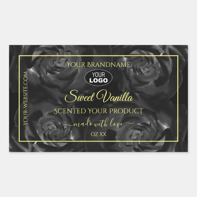 Floral Black Roses Product Packaging Labels Logo (Front)