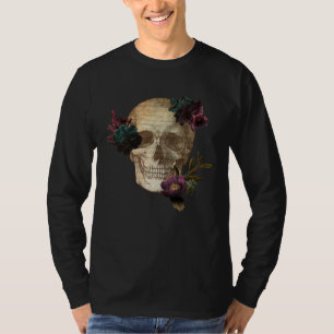 Floral Black Skull Day Of The Dead Vintage Goth St T-Shirt