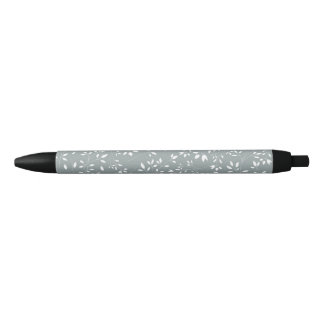 Floral, Black Trim, Black Ink Pen