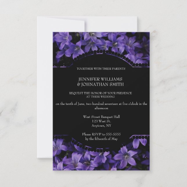 Floral Black Wedding Invitations (Front)