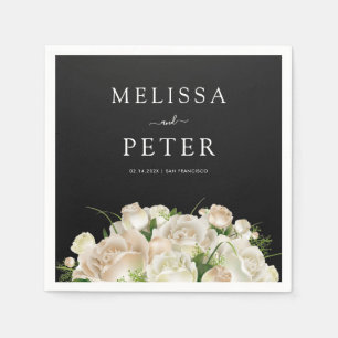 Floral Black Wedding Napkin