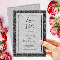 Floral Black Wedding QR Code