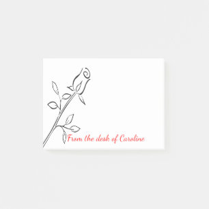Floral Black & White Rose Flower - Love Post-it Notes