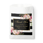 Floral Black White Striped Gold Frame Thank You