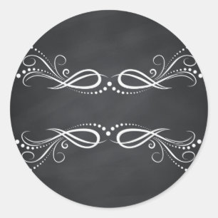 Floral Blank Faux Chalkboard  Curves Customise Classic Round Sticker