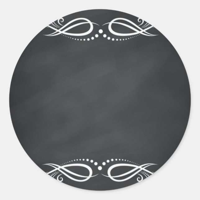 Floral Blank Faux Chalkboard  Curves Customise Classic Round Sticker (Front)