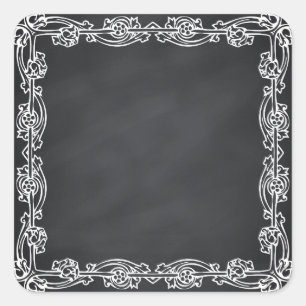 Floral Blank Faux Chalkboard  Curves Customise Square Sticker