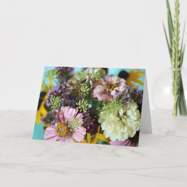 Floral Blank Inside Pretty Pink Elegant Folded Note Card (Front)