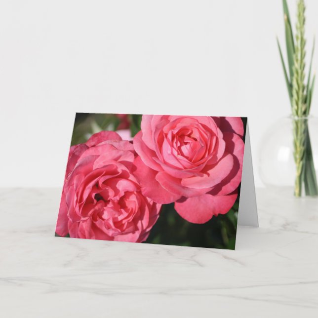 Floral Blank Inside Pretty Pink Elegant Folded Note Card (Front)