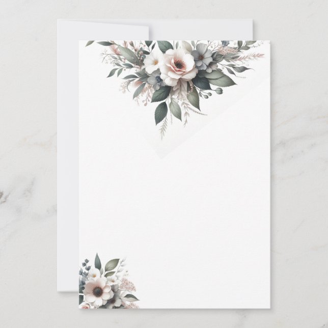 Floral Blank Wedding Invitation (Front)
