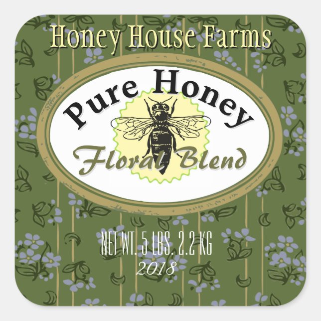 Floral Blend Pinstripes and Flowers Custom Square Sticker (Front)