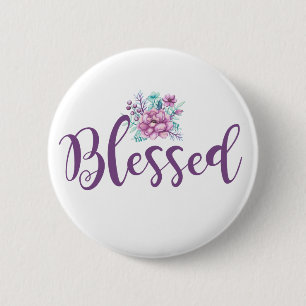 Floral Blessed 6 Cm Round Badge