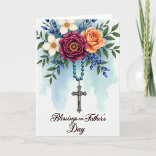 Floral Blessings Fathers Day Card