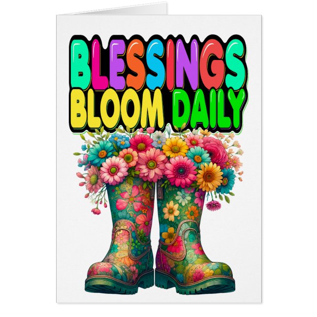Floral Blessings - See Back Also - Card (Front)