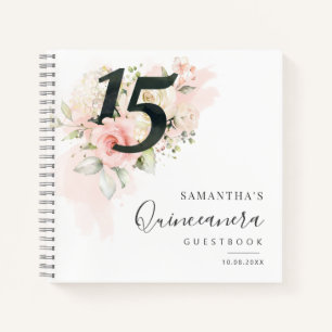 Floral Bloom 15th Birthday Party Guest Notebook