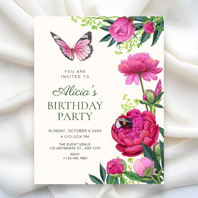 Floral bloom art birthday invitation (Creator Uploaded)