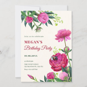 Floral bloom birthday invitation