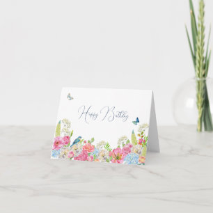 Floral Bloom blue green pink spring  Card
