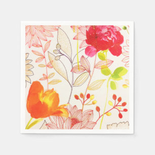 Floral Bloom Blush Gold Sun Pink Watercolor Napkin