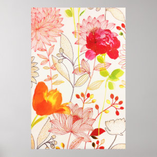 Floral Bloom Blush Gold Sun Pink Watercolor Poster