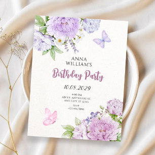 Floral bloom butterflies invitation