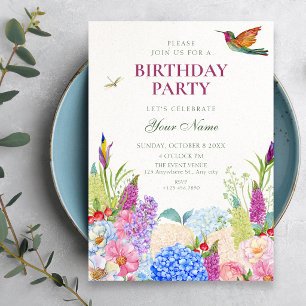 Floral bloom garden birthday invitation