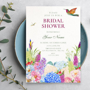 Floral bloom garden bridal shower invitation