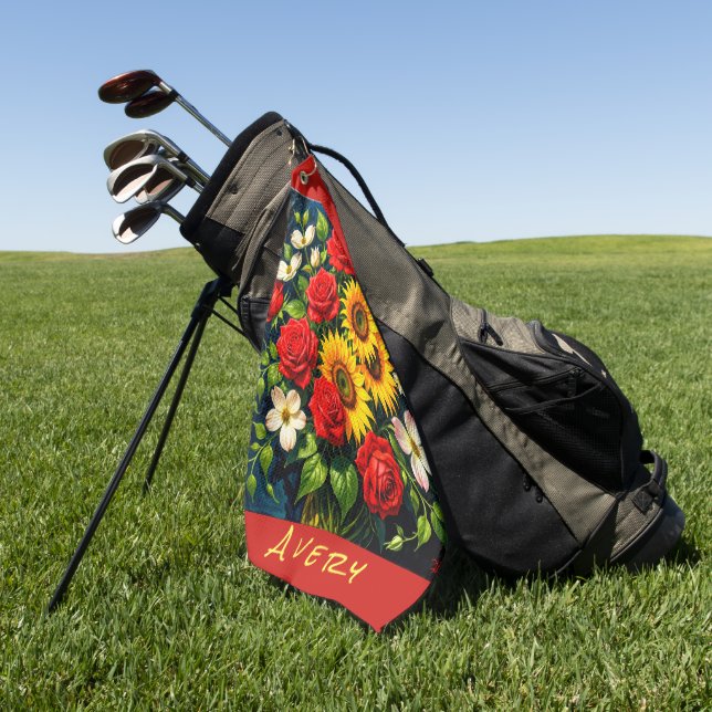 Floral Bloom Golf Towel (Green)