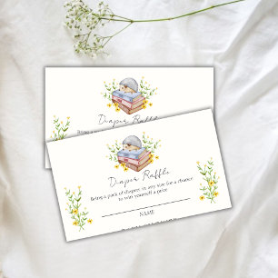 Floral Bloom Hedgehog Diaper Raffle Baby Shower Enclosure Card