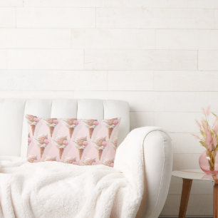 Floral Bloom: Miss Meow Rose Ice Cream Repeat Patt Lumbar Cushion