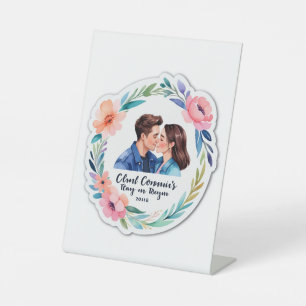 Floral Bloom Romance Wedding Invitation  Pedestal Sign