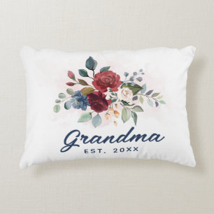 Floral Bloom Script Grandma Custom Decorative Cushion