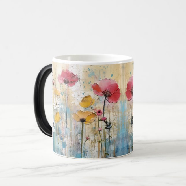 Floral Bloom Watercolor Abstract Magic Mug (Front Left)