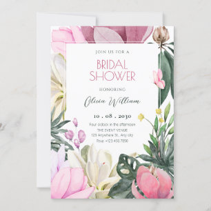 Floral bloom watercolor bridal shower invitation